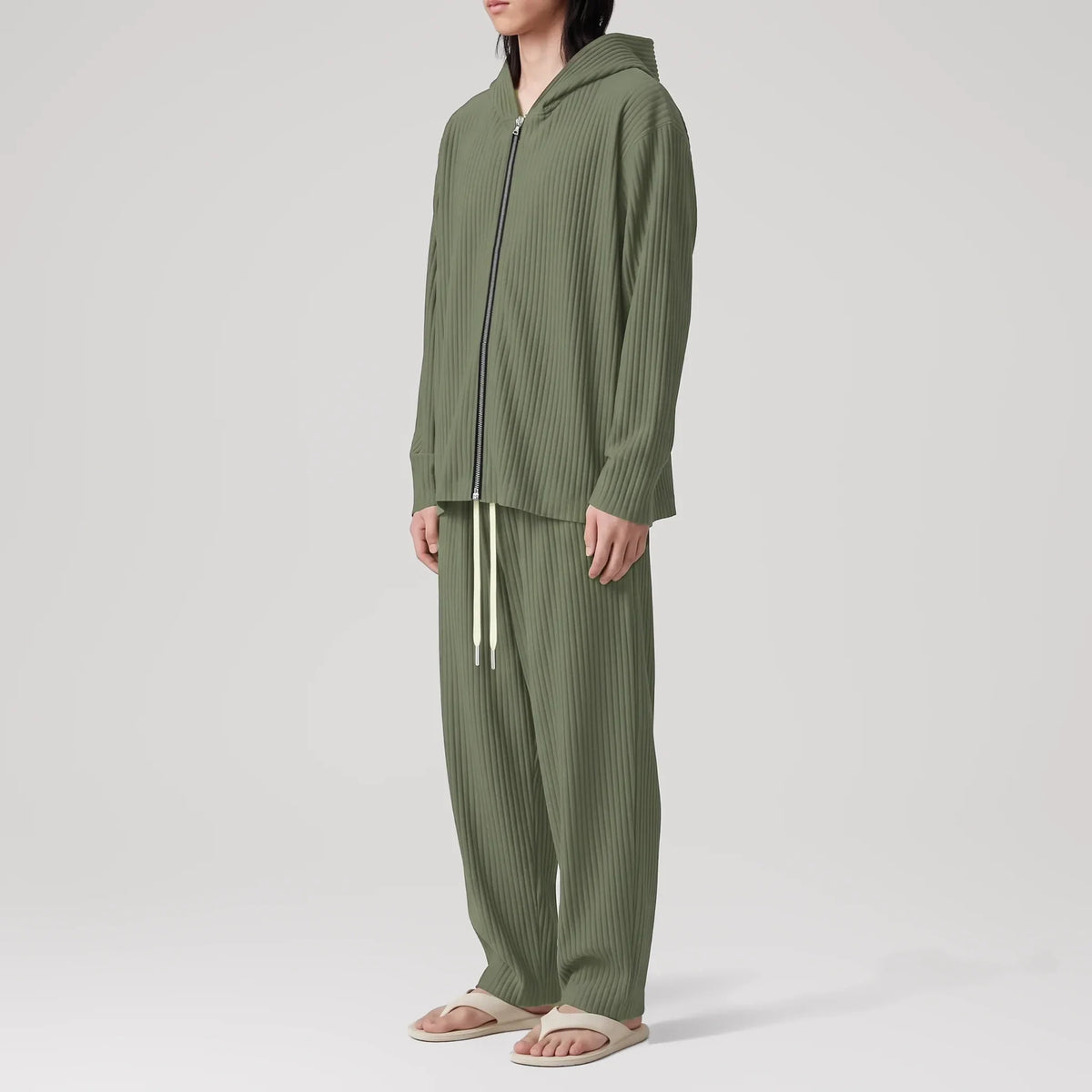 AirCloud Khaki Zip-Up Hoodie, side view