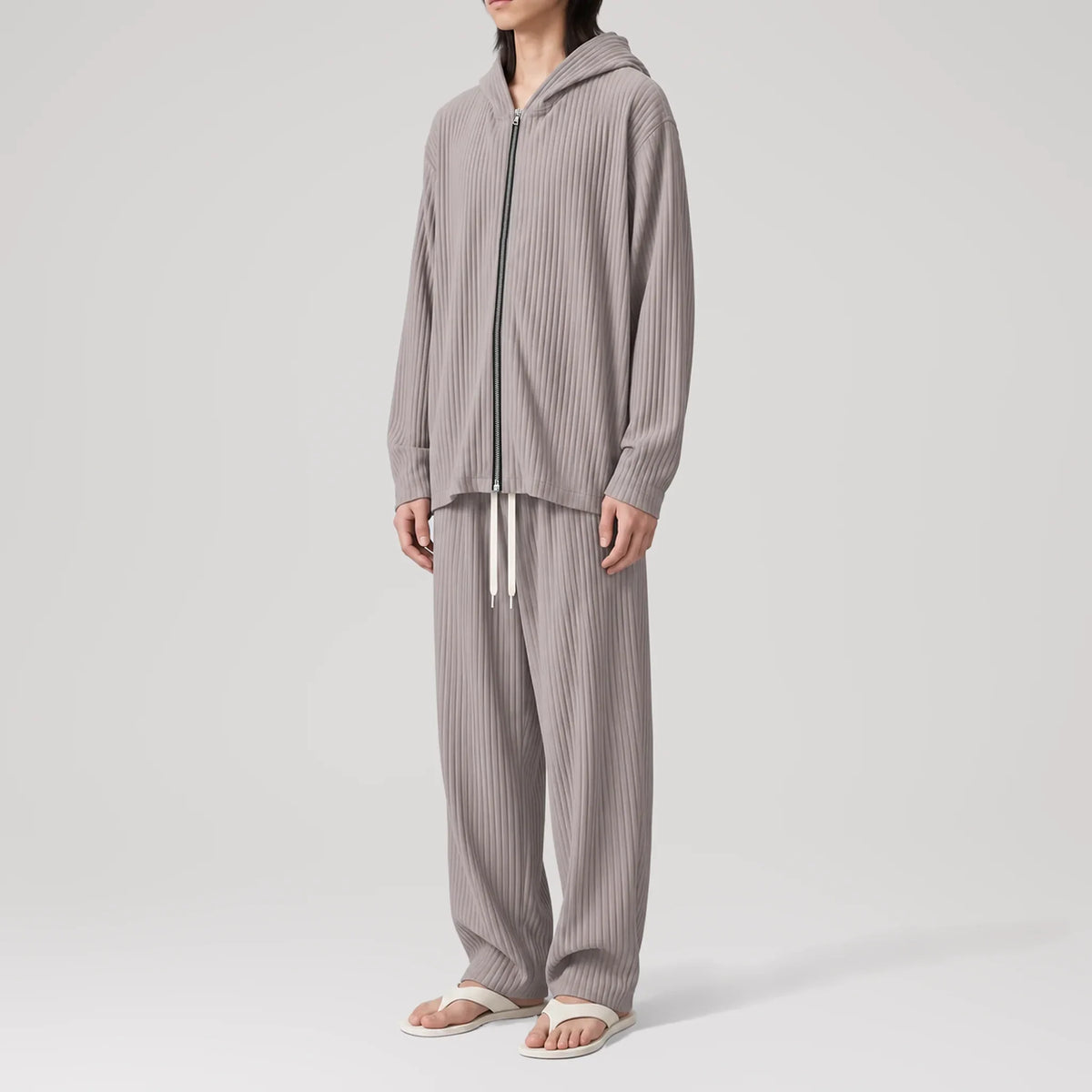 AirCloud Taupe Zip-Up Hoodie, side view