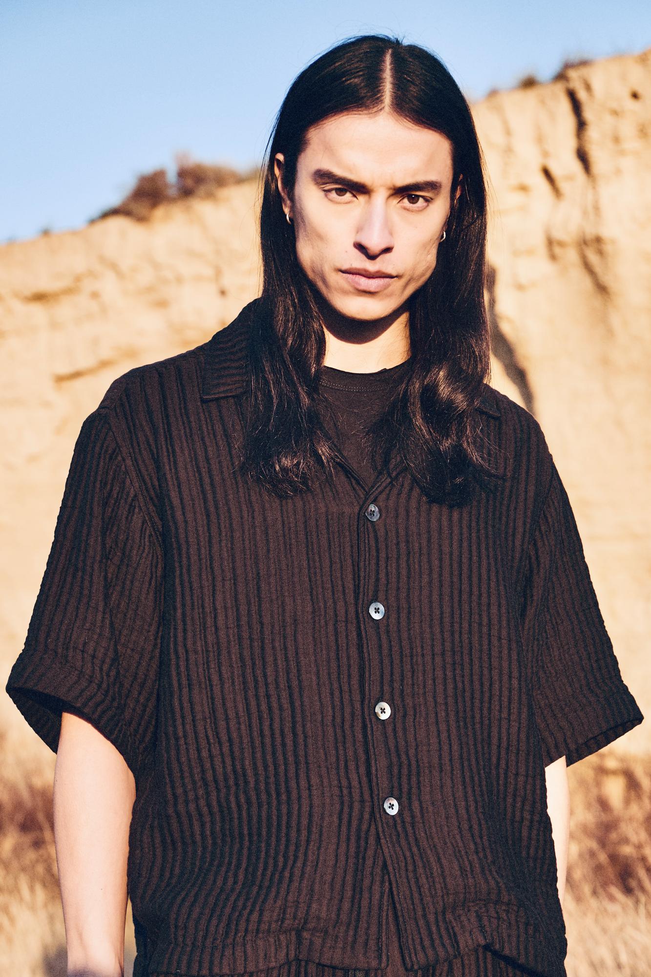 AirCloud Black Cotton Cuban Shirt