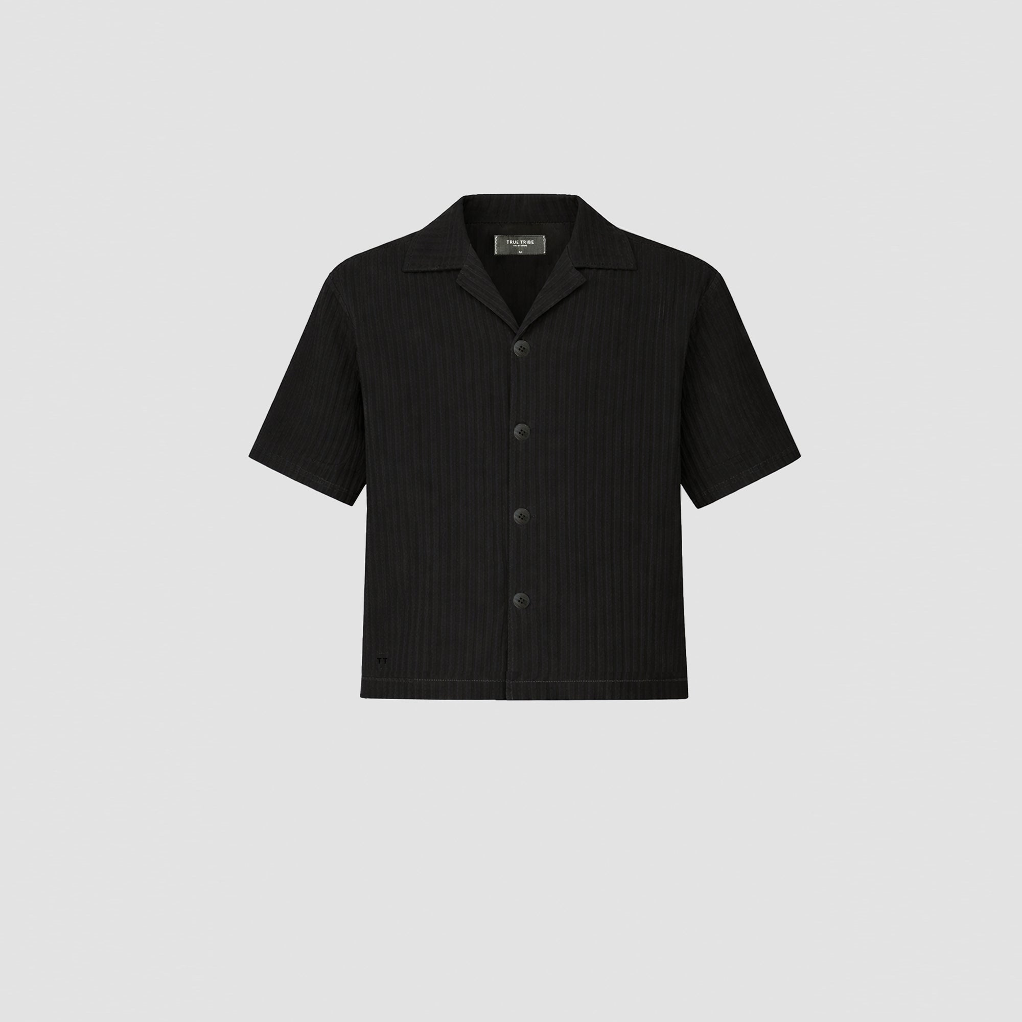 AirCloud Black Cotton Cuban Shirt