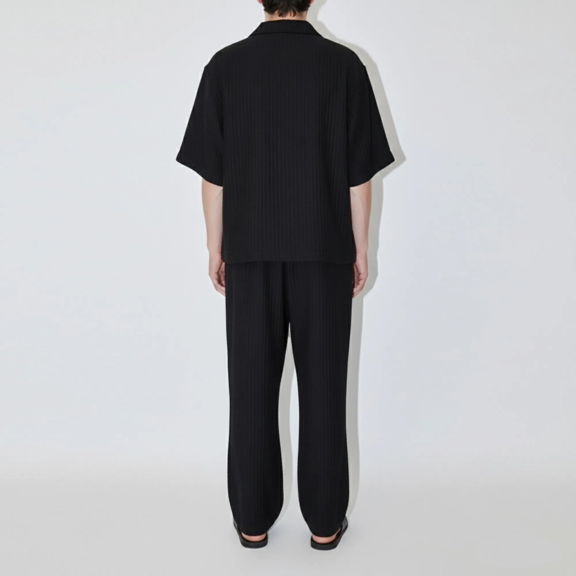AirCloud Black Cotton Cuban Shirt