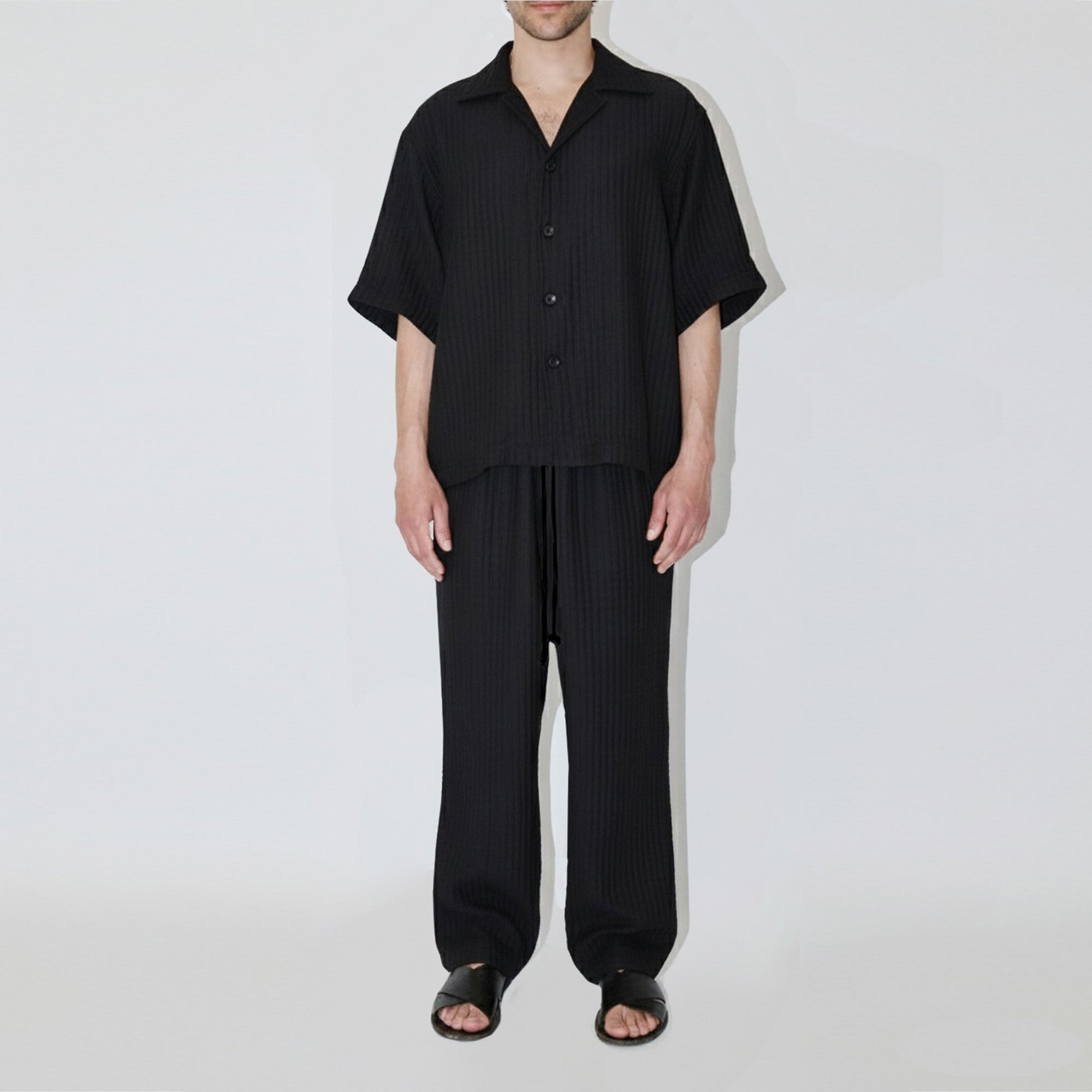 AirCloud Black Cotton Cuban Shirt