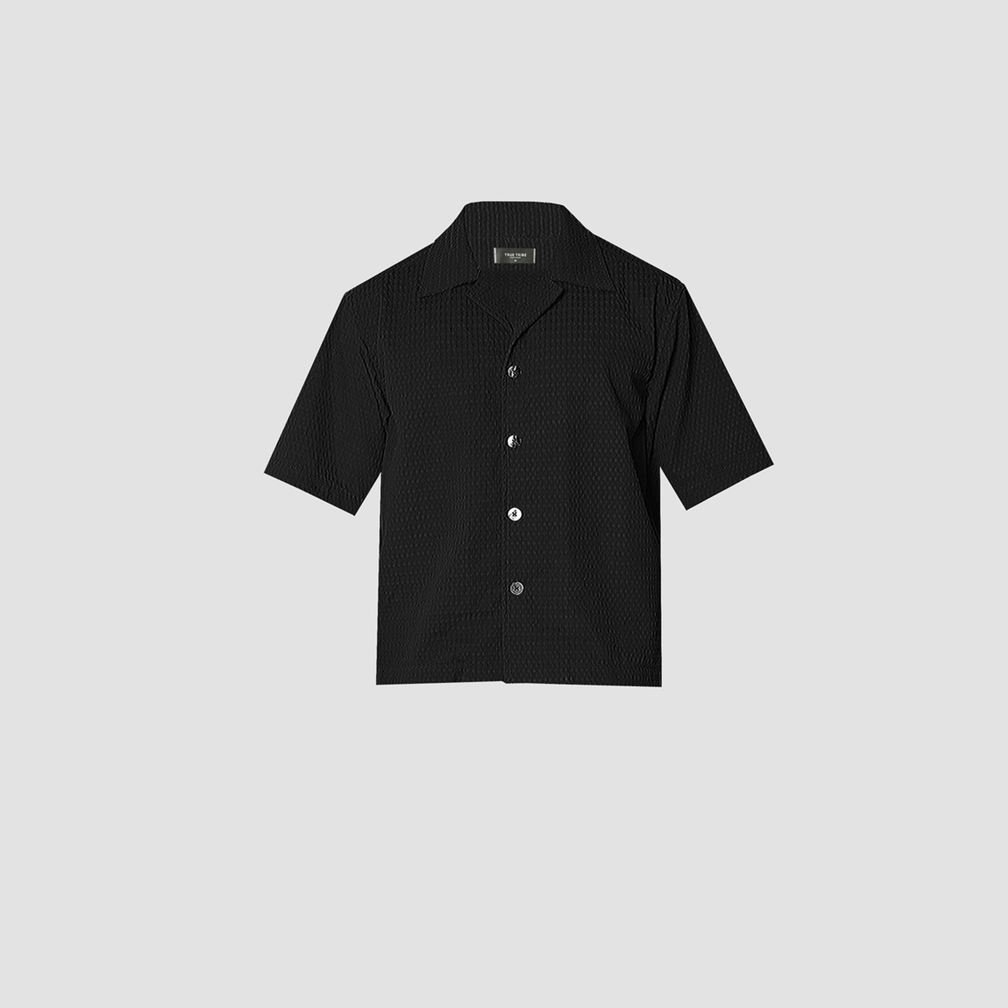 AirFlow Black Cotton Cuban Shirt