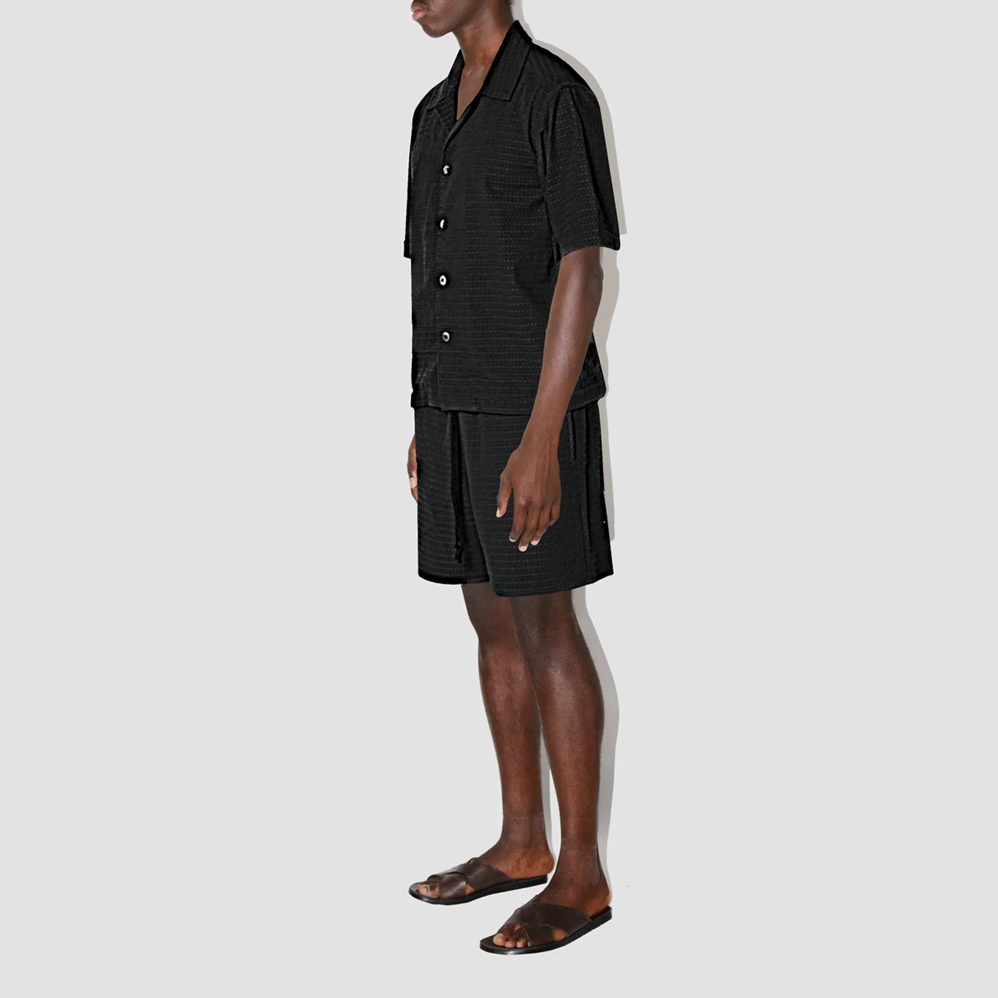 AirFlow Black Cotton Cuban Shirt
