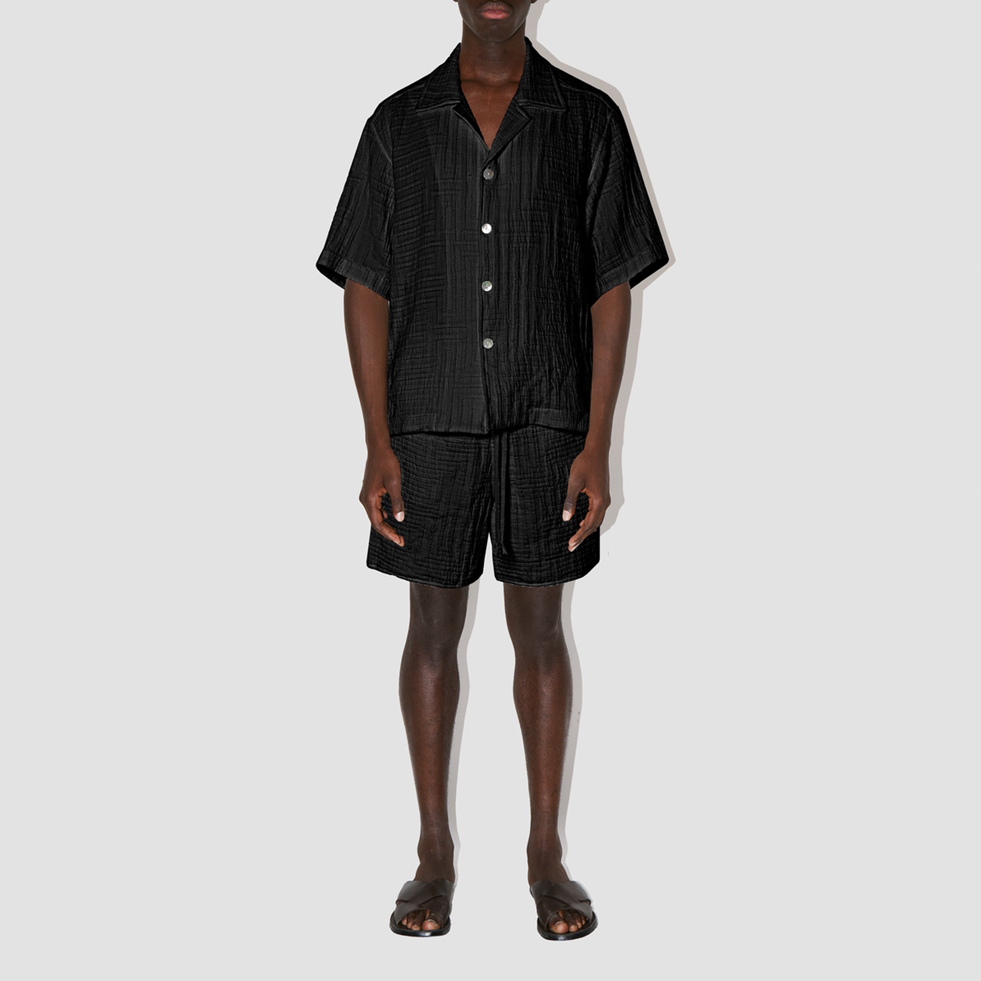 AirMaze Black Cotton Cuban Shirt