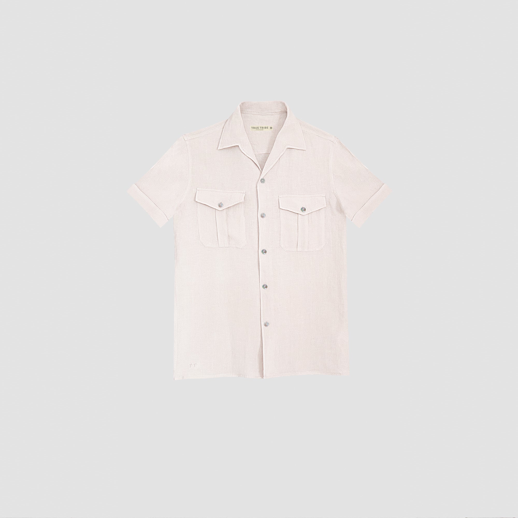 TerraLinen Ivory Classic Short Sleeve Shirt Pockets