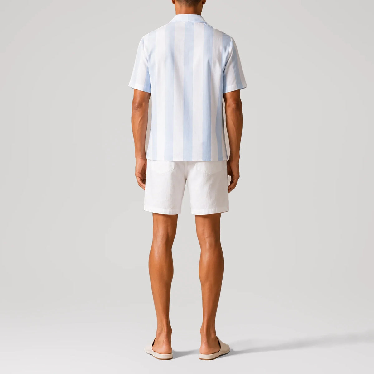 Big Sky Stripes Voile Short Sleeve Shirt, back view