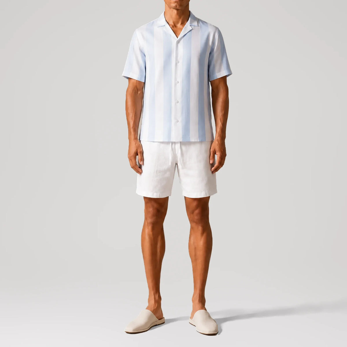 Big Sky Stripes Voile Short Sleeve Shirt, front view