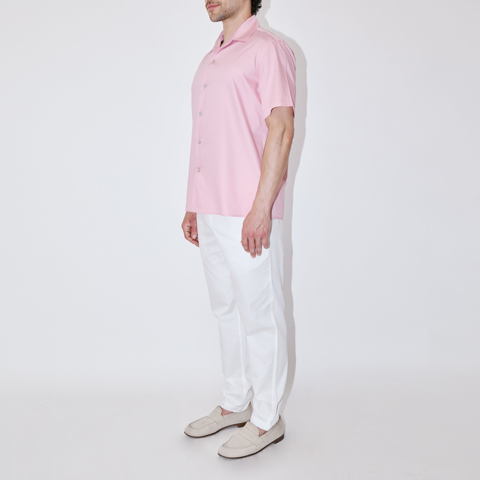 GizaFine Pink Satin Classic Short Sleeve Shirt