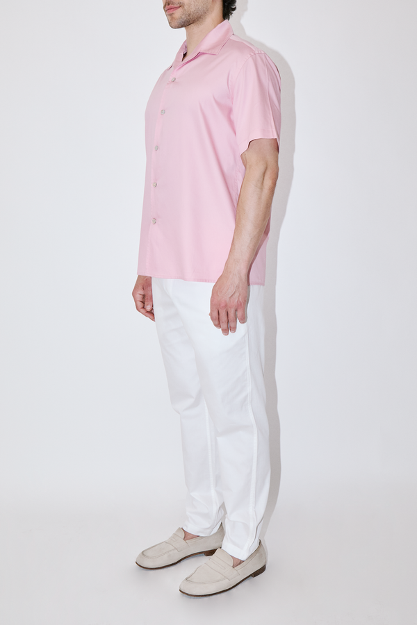 GizaFine Pink Satin Classic Short Sleeve Shirt