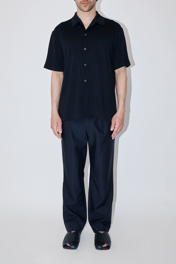 WoolLux Black Classic Short Sleeve Shirt