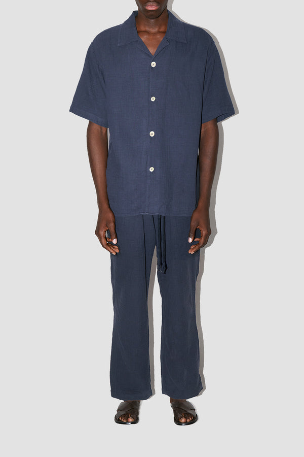 AngelWeave Dark Navy Gauze Resort Shirt
