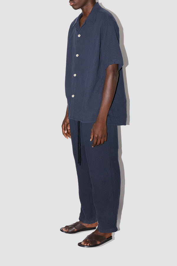 AngelWeave Dark Navy Gauze Resort Shirt