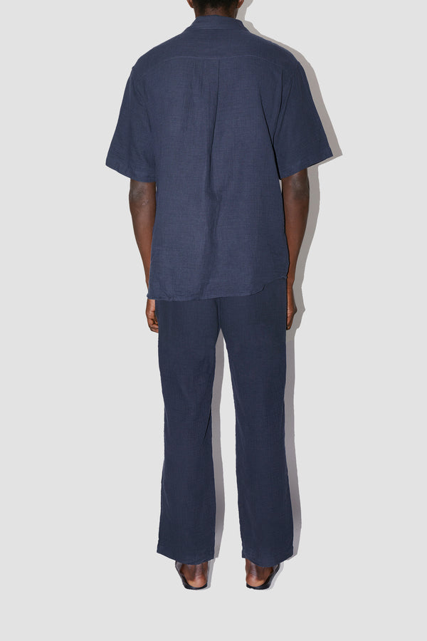 AngelWeave Dark Navy Gauze Resort Shirt