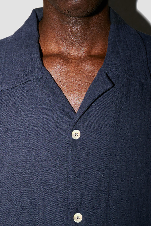 AngelWeave Dark Navy Gauze Resort Shirt