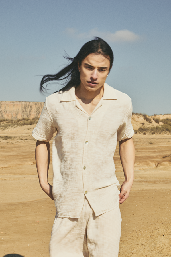AngelWeave Ivory Gauze Resort Shirt
