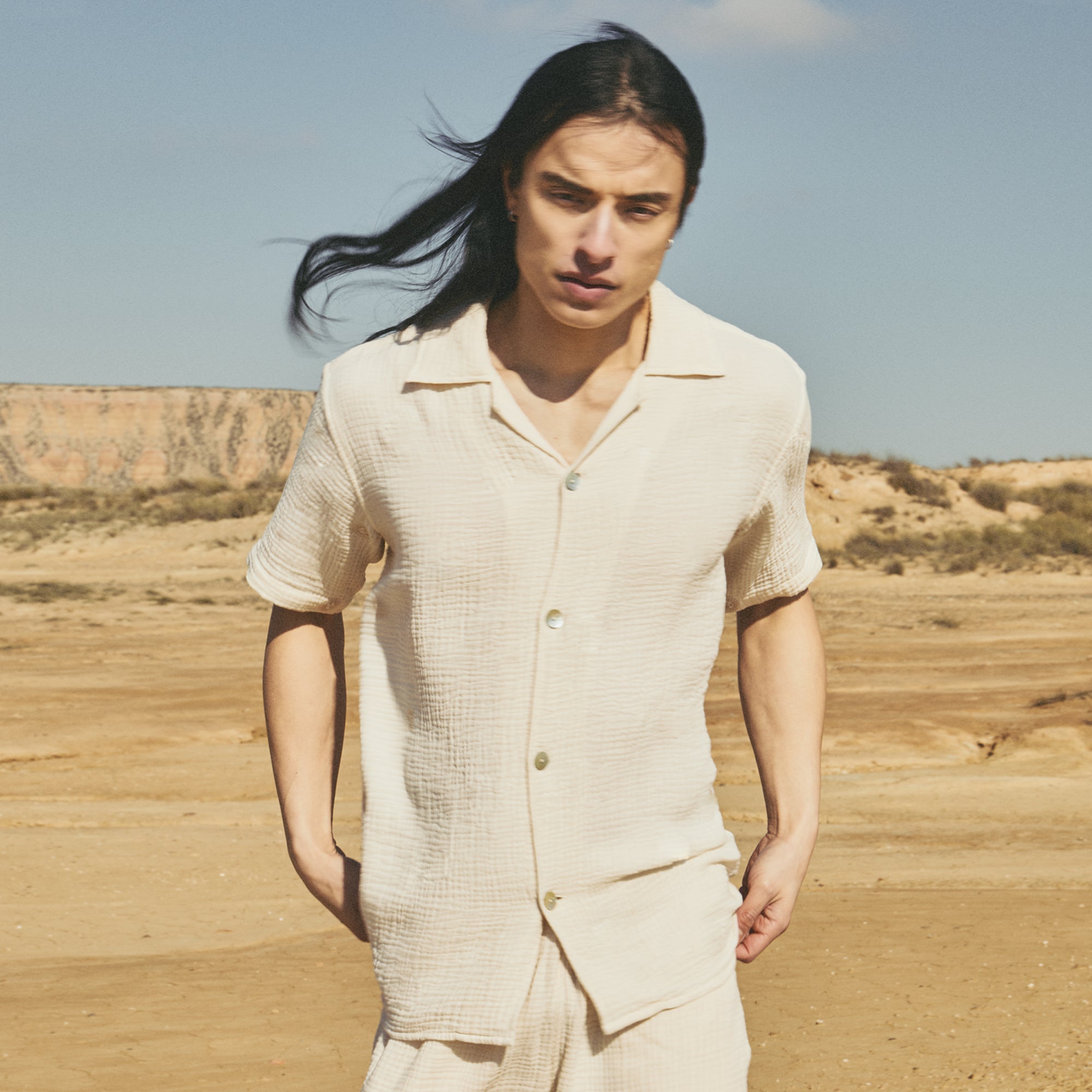 AngelWeave Ivory Gauze Resort Shirt