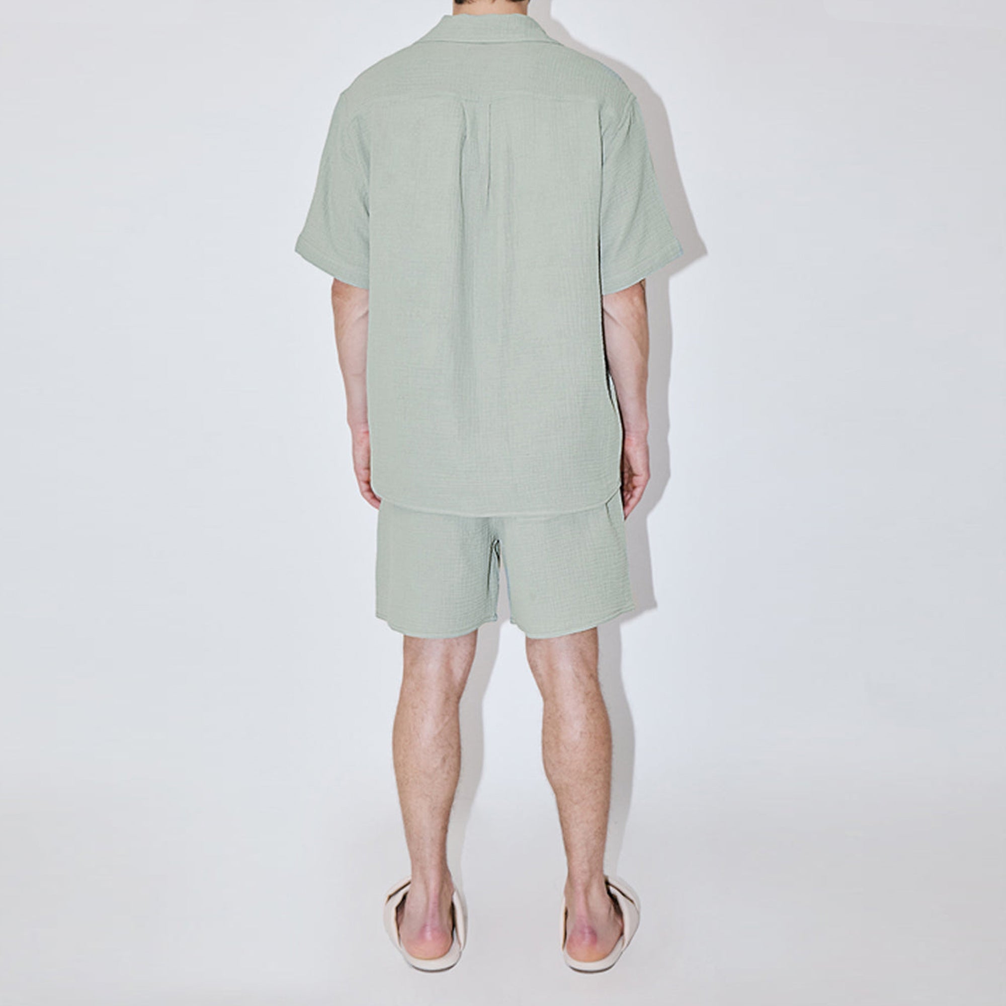 AngelWeave Almond Green Gauze Resort Shirt