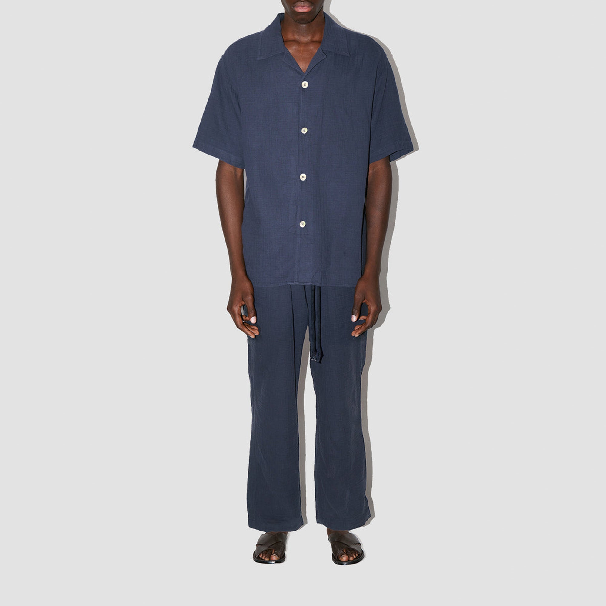 AngelWeave Dark Navy Gauze Resort Shirt