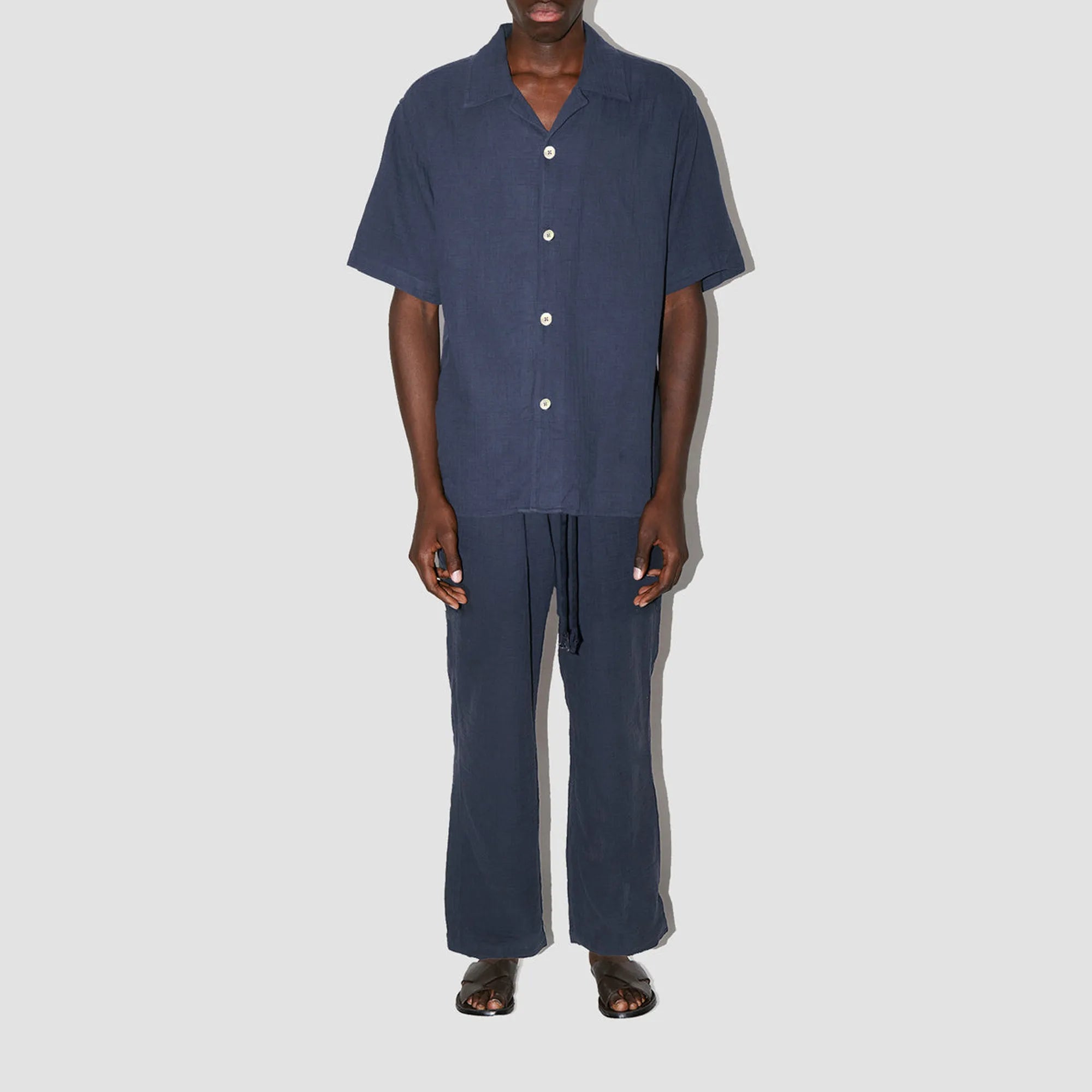AngelWeave Dark Navy Gauze Resort Shirt