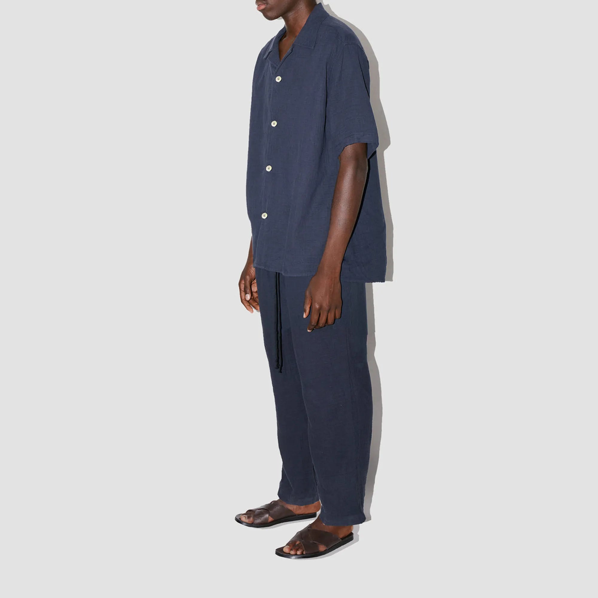 AngelWeave Dark Navy Gauze Resort Shirt