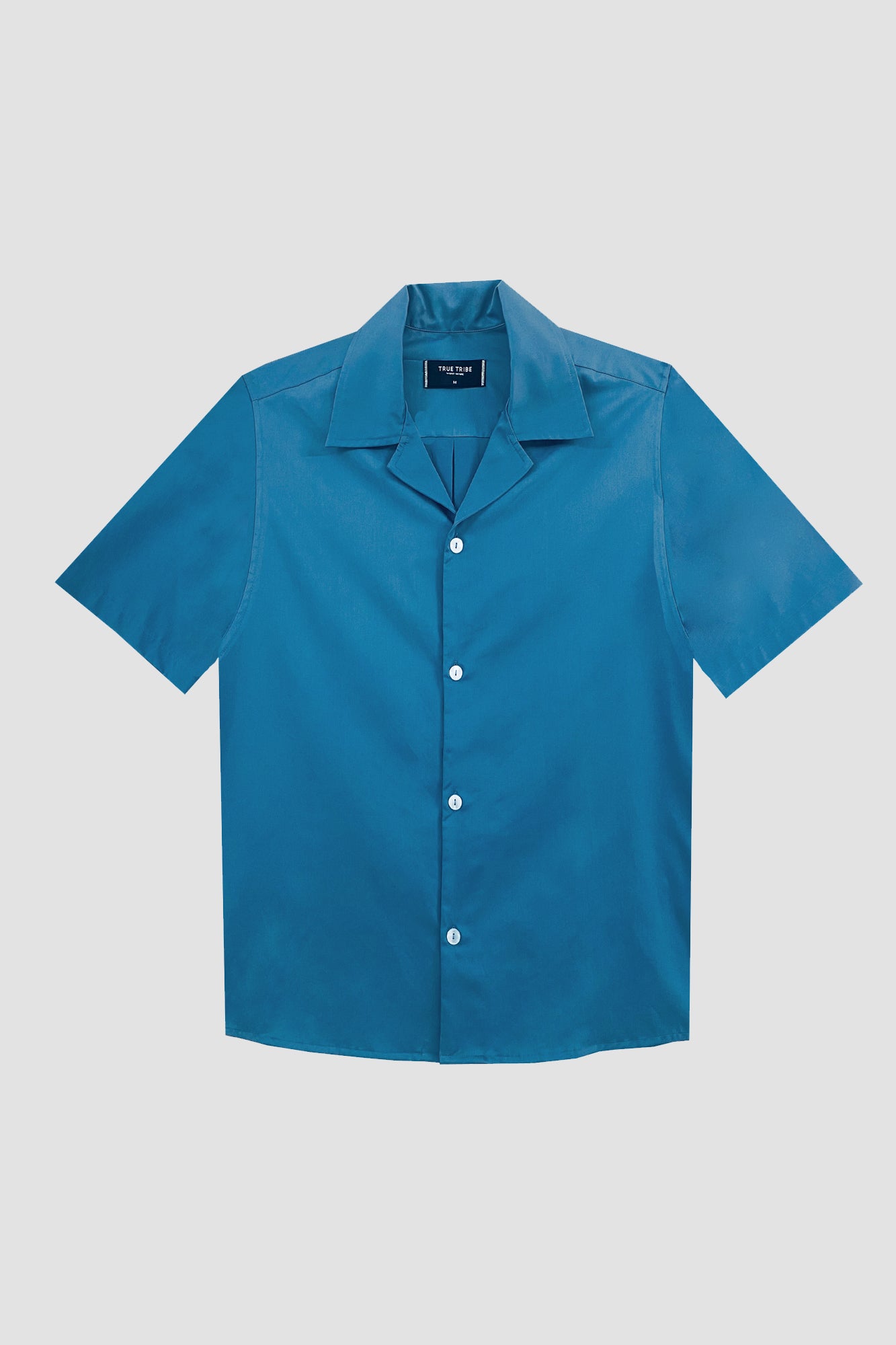 GizeFine Blue Petrol Satin Resort Shirt