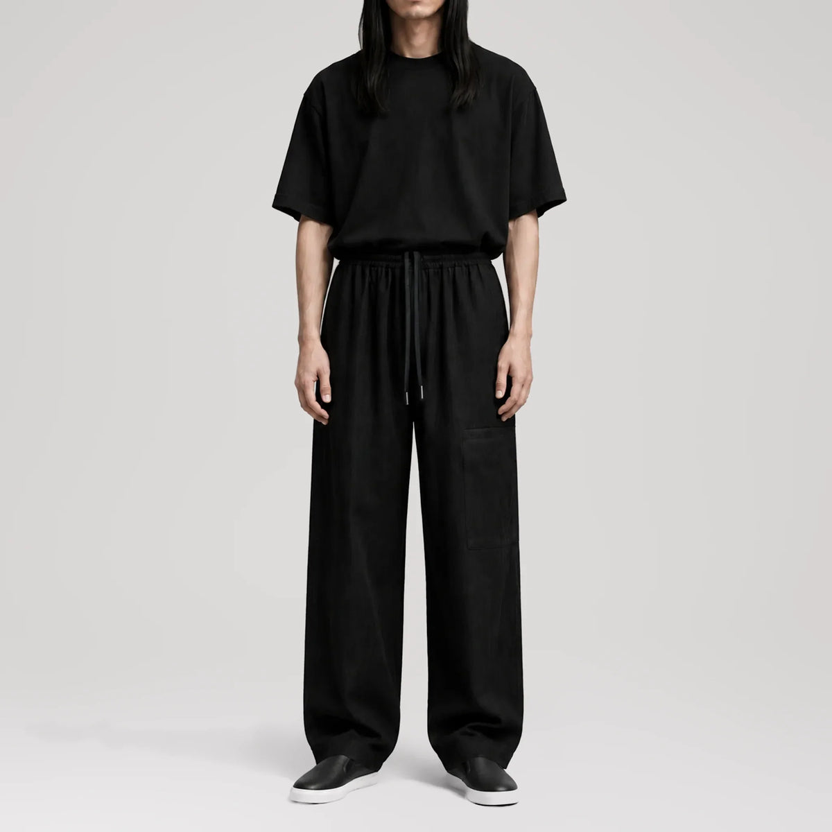 TerraLinen Black Cargo Pants, front view