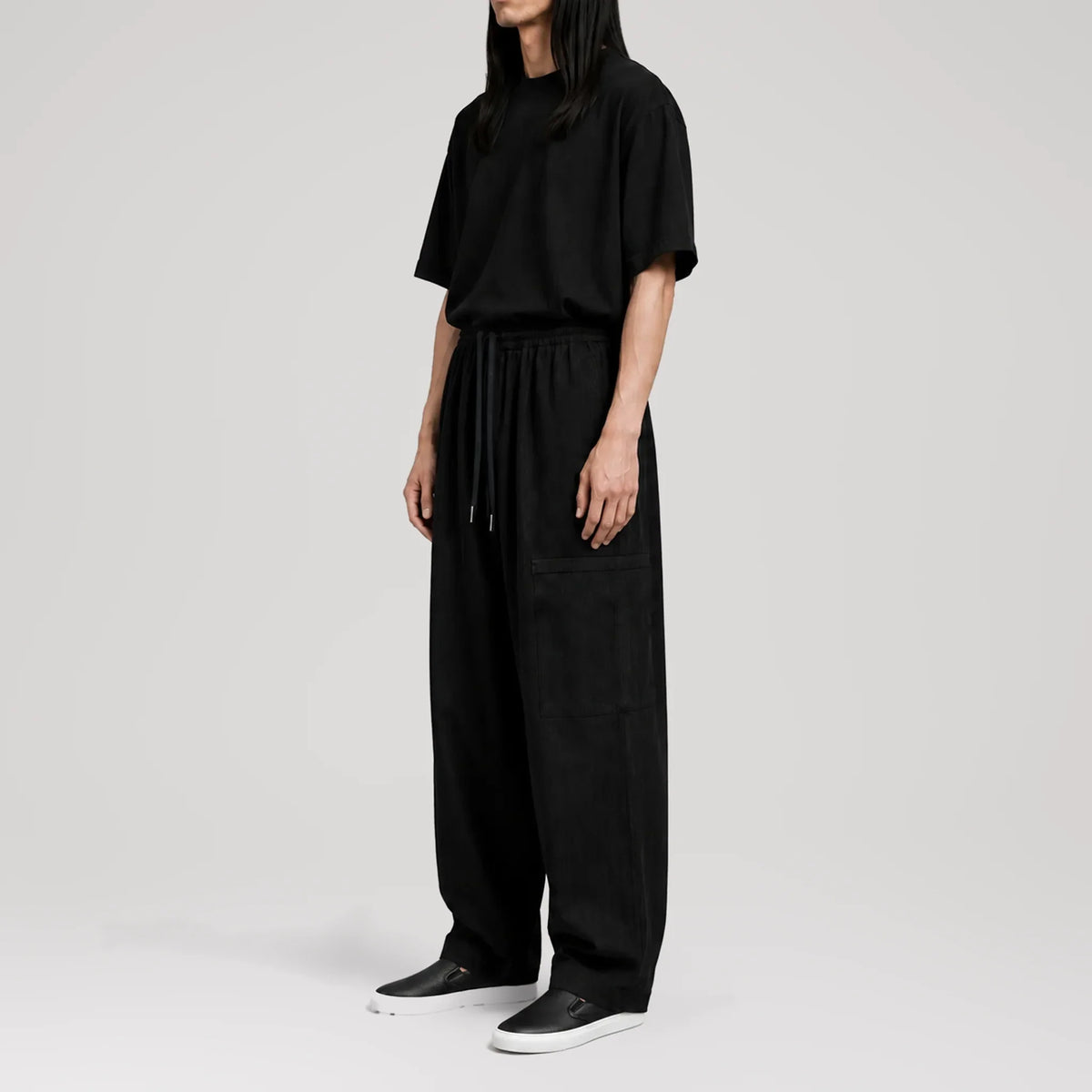 TerraLinen Black Cargo Pants, side view