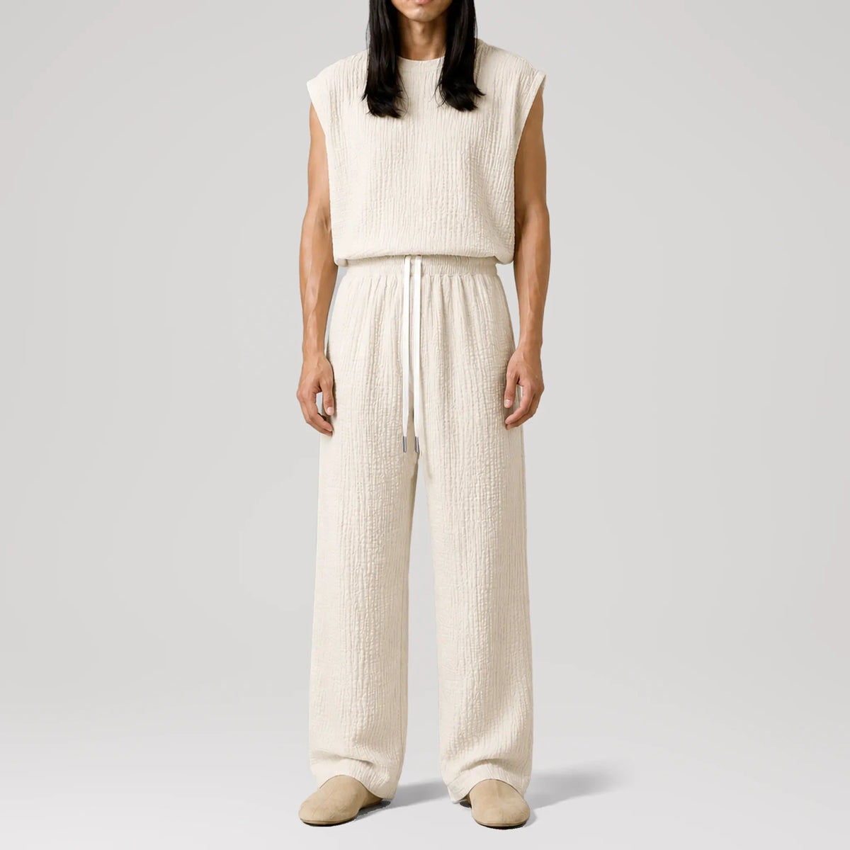 AngelWeave Ivory Gauze Lounge Pants, front view