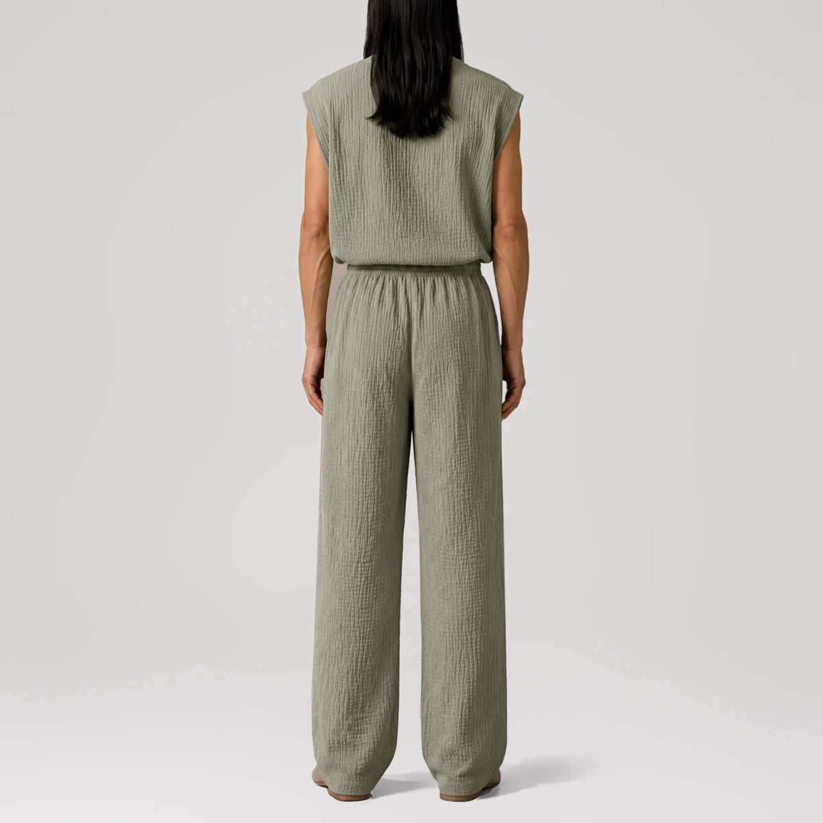 Pantalon lounge AngelWeave Khaki Gauze, vue de dos