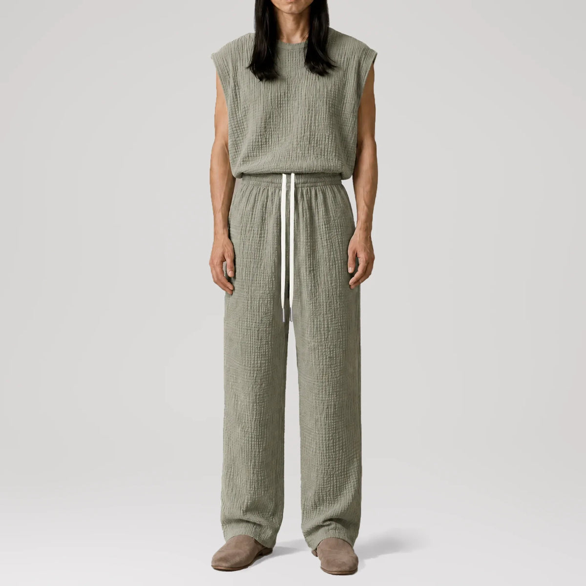 Pantalon lounge AngelWeave Khaki Gauze, vue de face