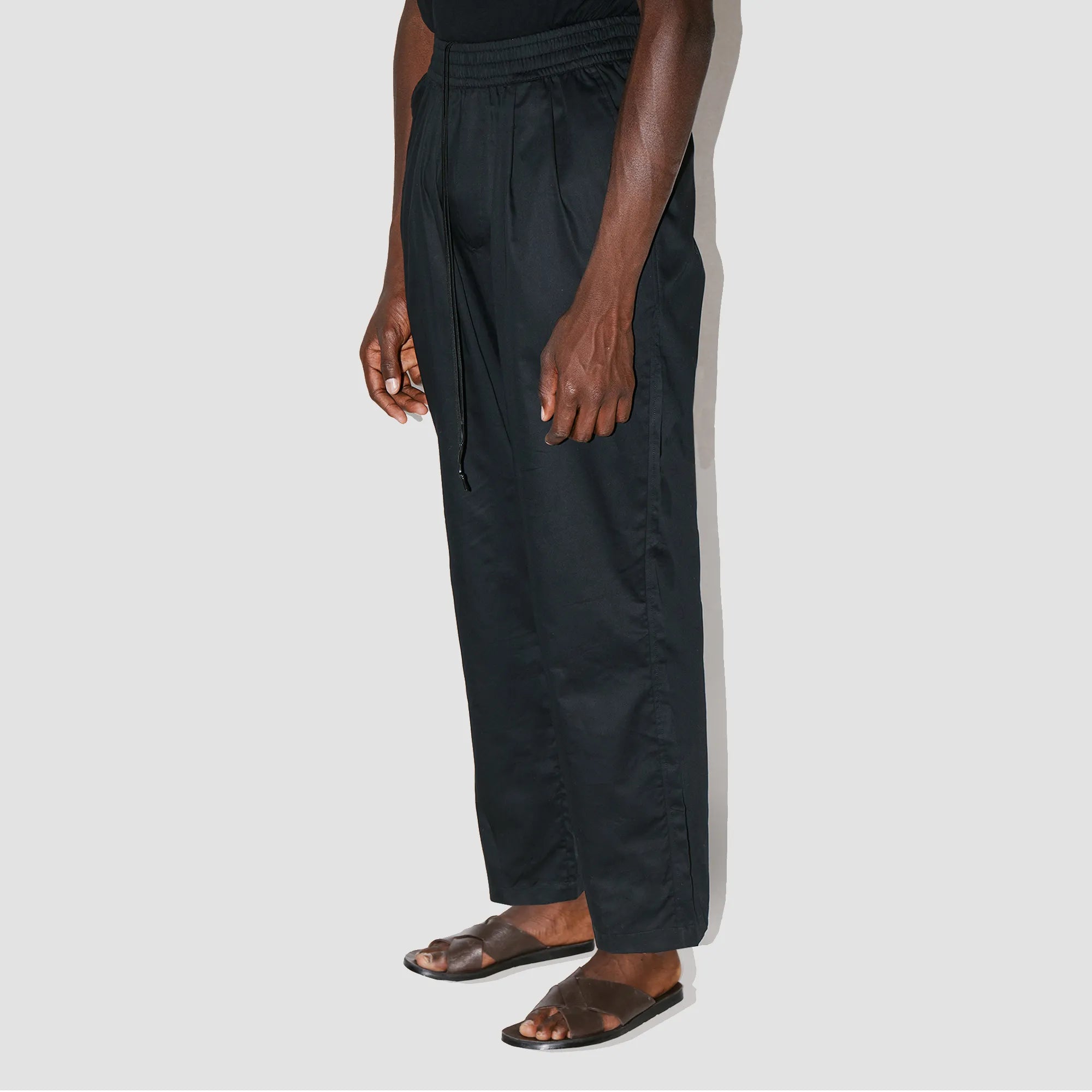 GizaFine Black Satin Lounge Pants
