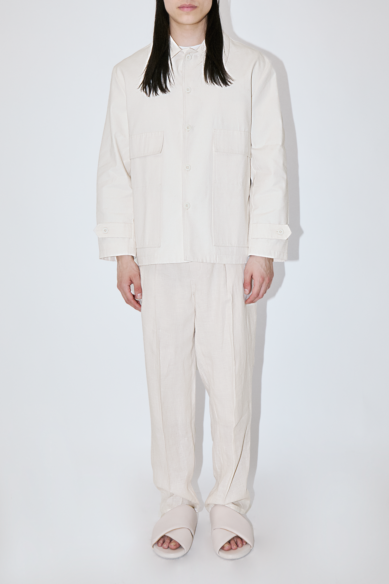 Ivory Canvas Overshirt Jacket