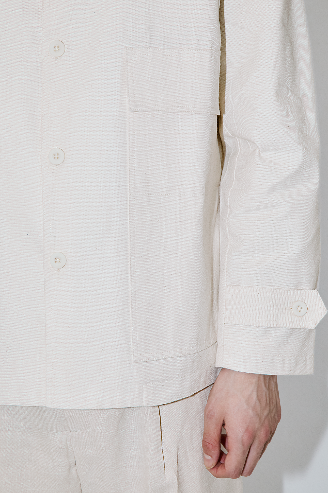 Ivory Canvas Overshirt Jacket