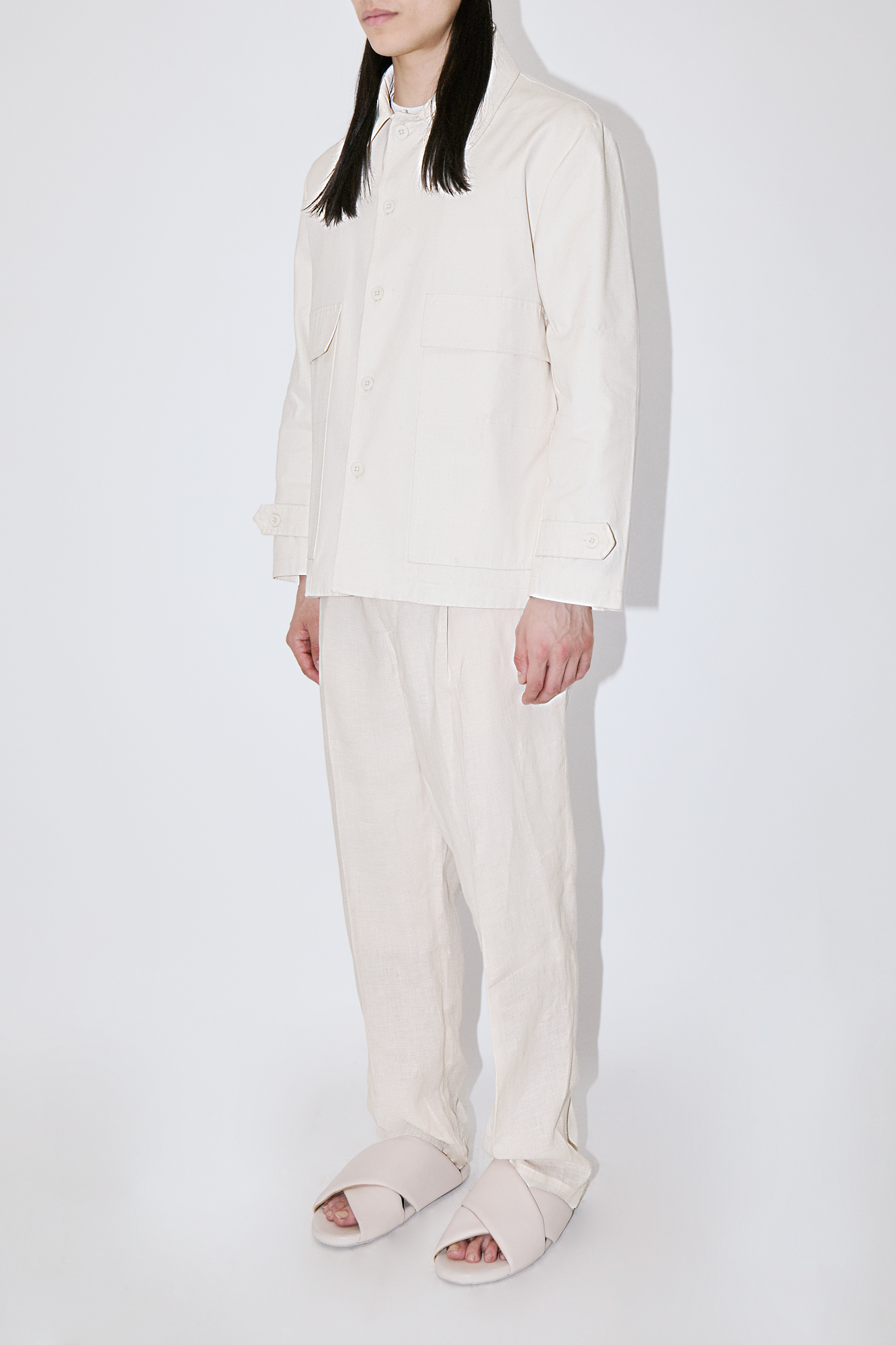 Ivory Canvas Overshirt Jacket