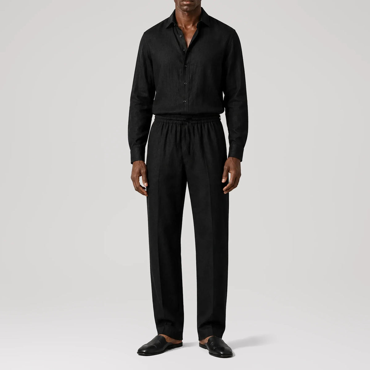 TerraLinen Black Classic Pants, front view