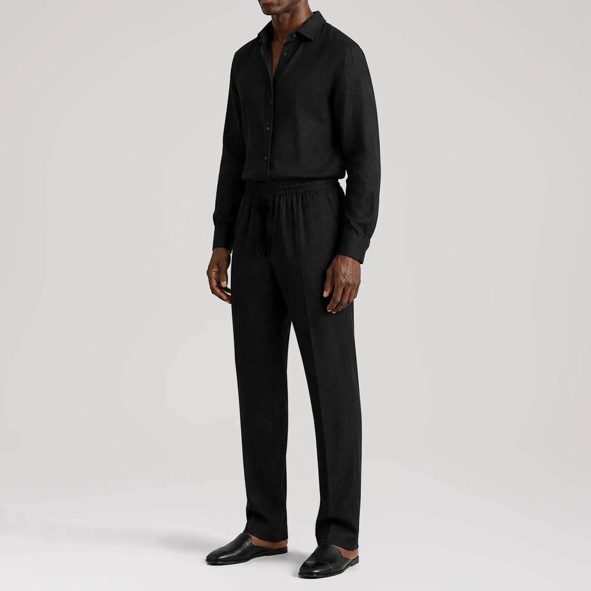 TerraLinen Black Classic Pants, side view