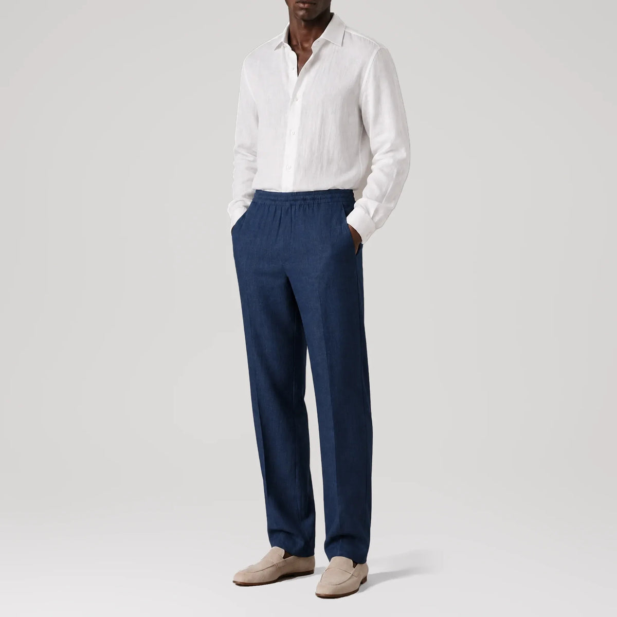 TerraLinen Indigo Classic Pants, side view