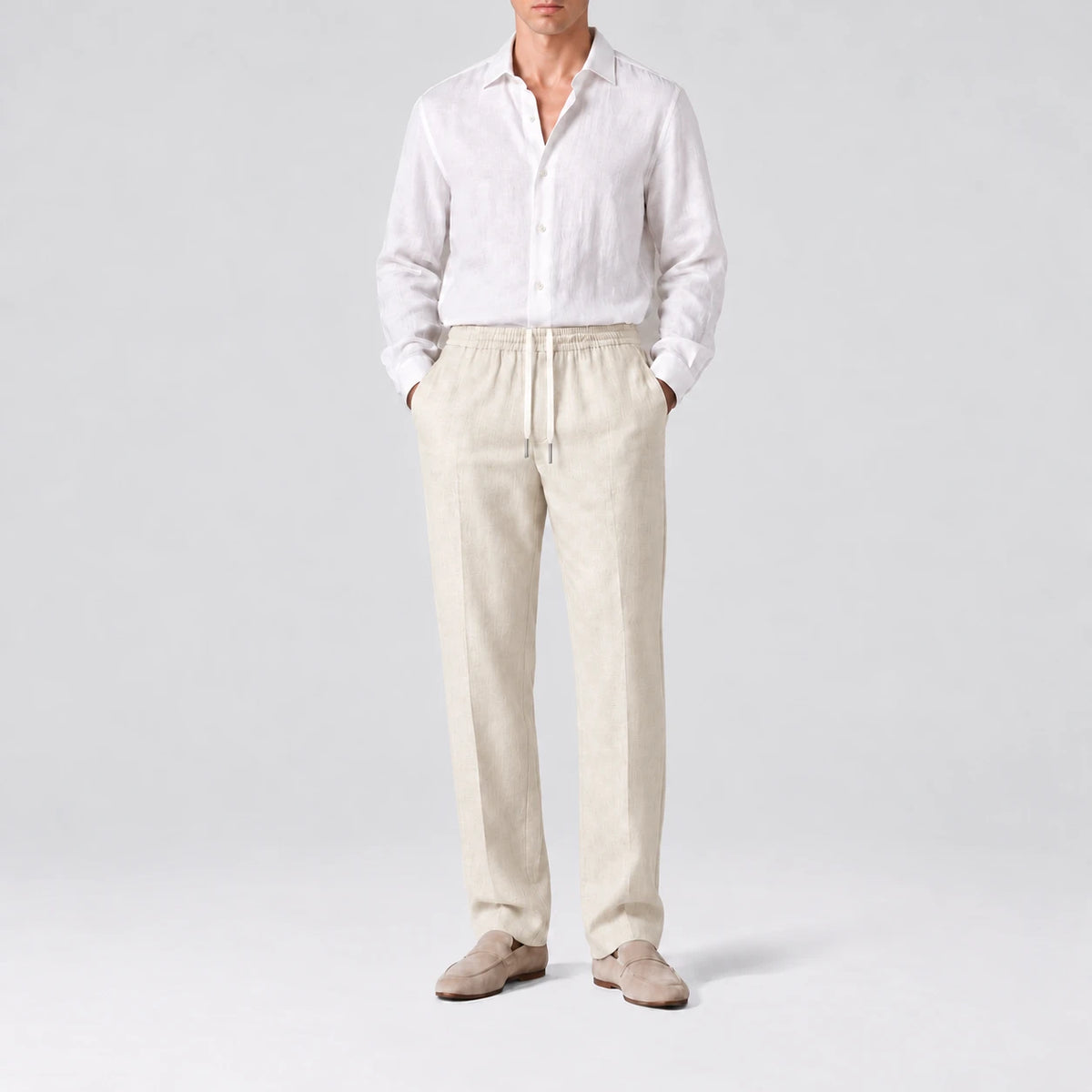 Pantalon classique TerraLinen Ivory, vue de face