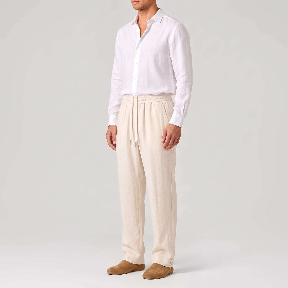TerraLinen Ivory Classic Pants, side view