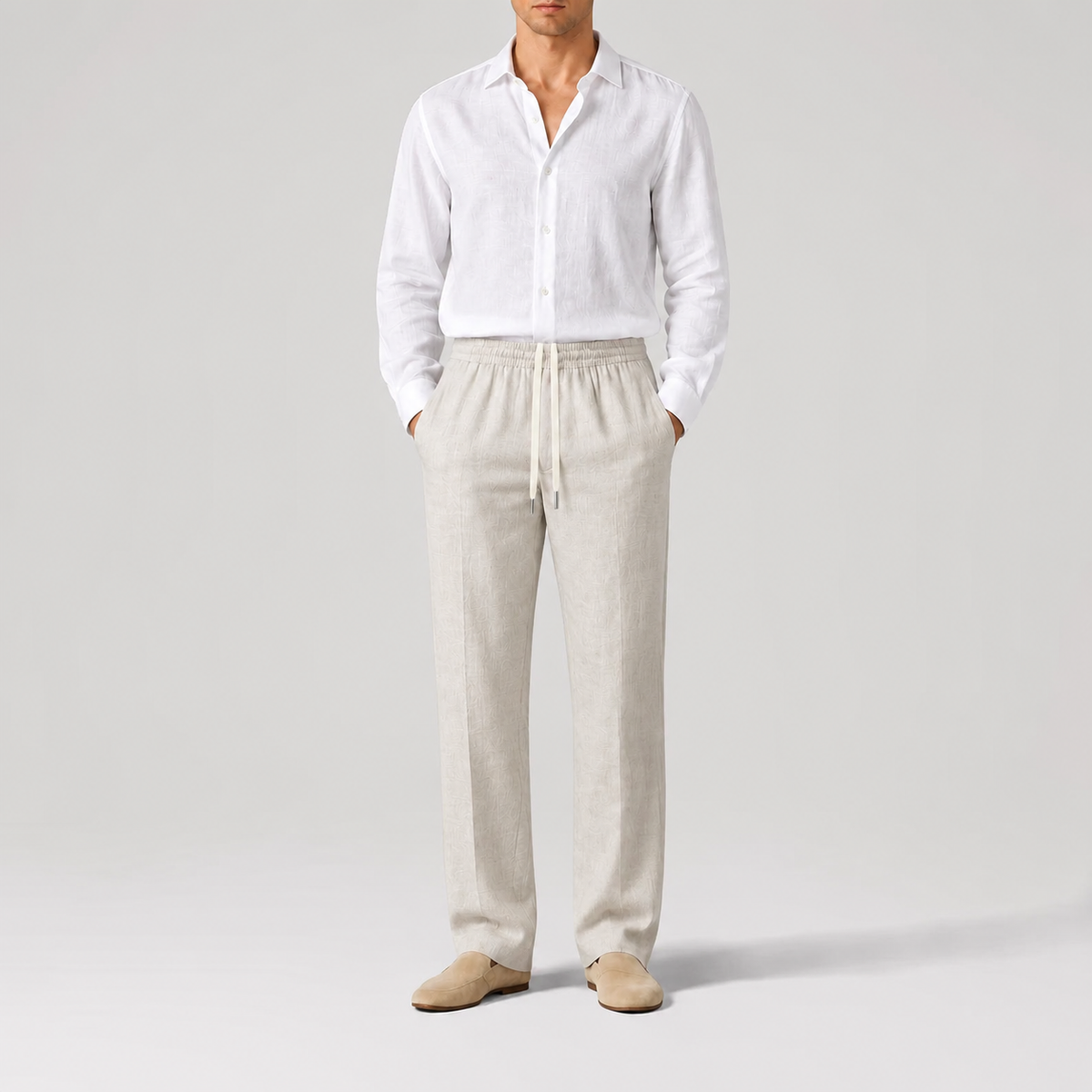 Pantalon classique TerraLinen Sand, vue de face