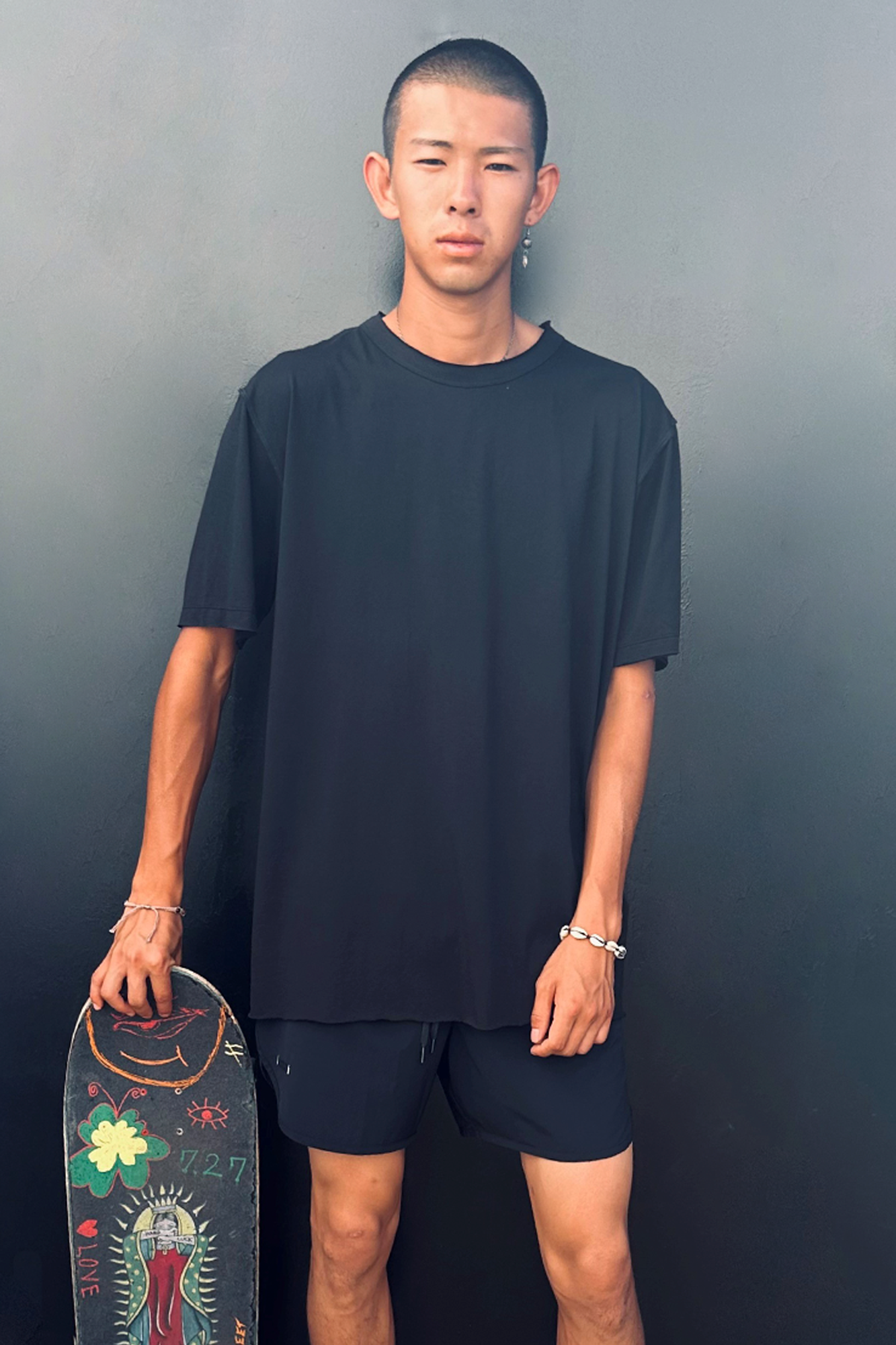 ElevaPima Black Raw Edges Oversized T-Shirt