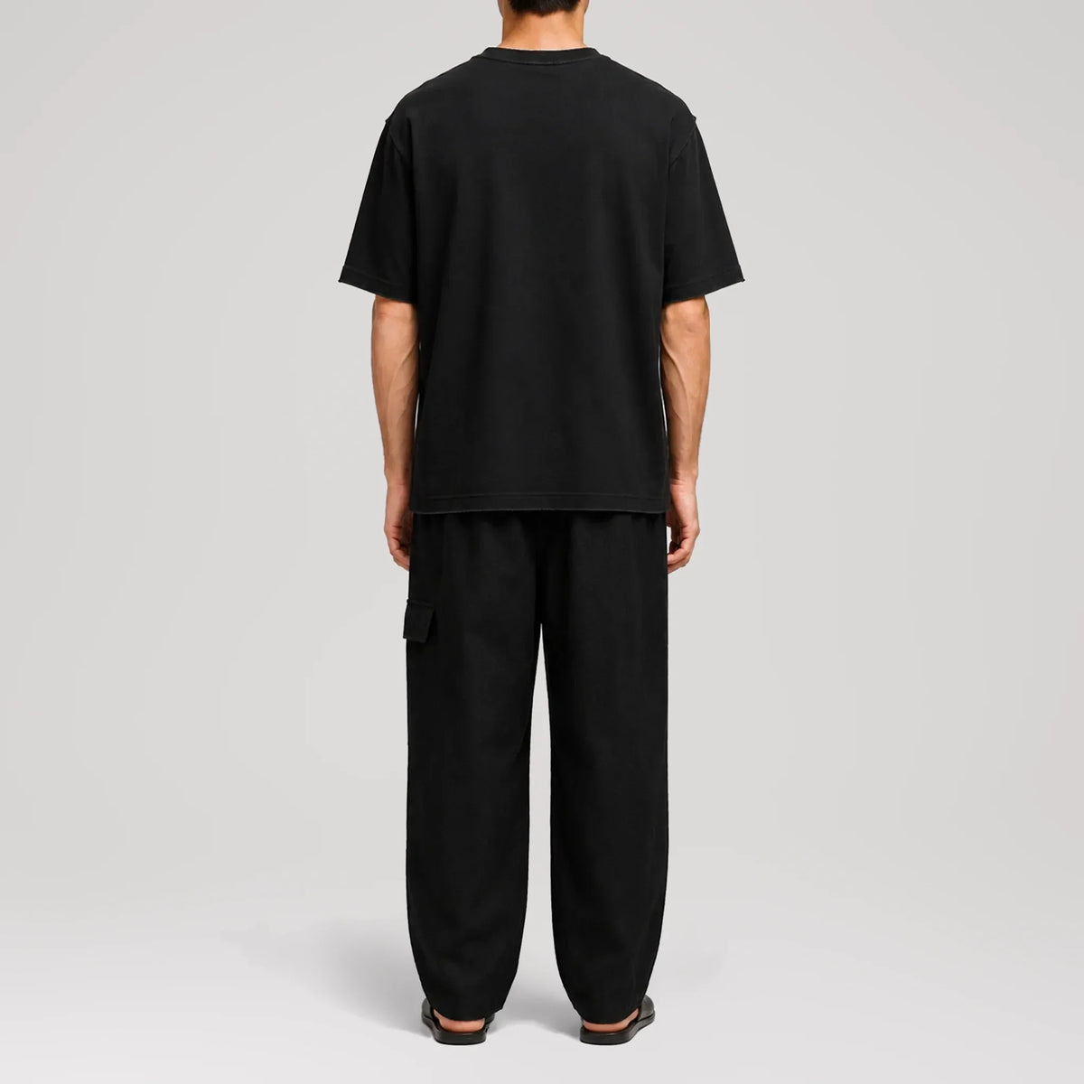 ElevaPima Black Raw Edges T-Shirt, back view