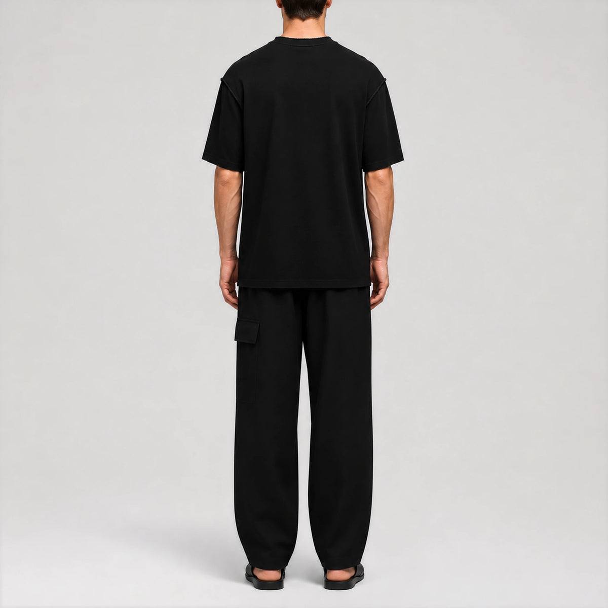 T-shirt bords francs ElevaPima Black, vue de dos