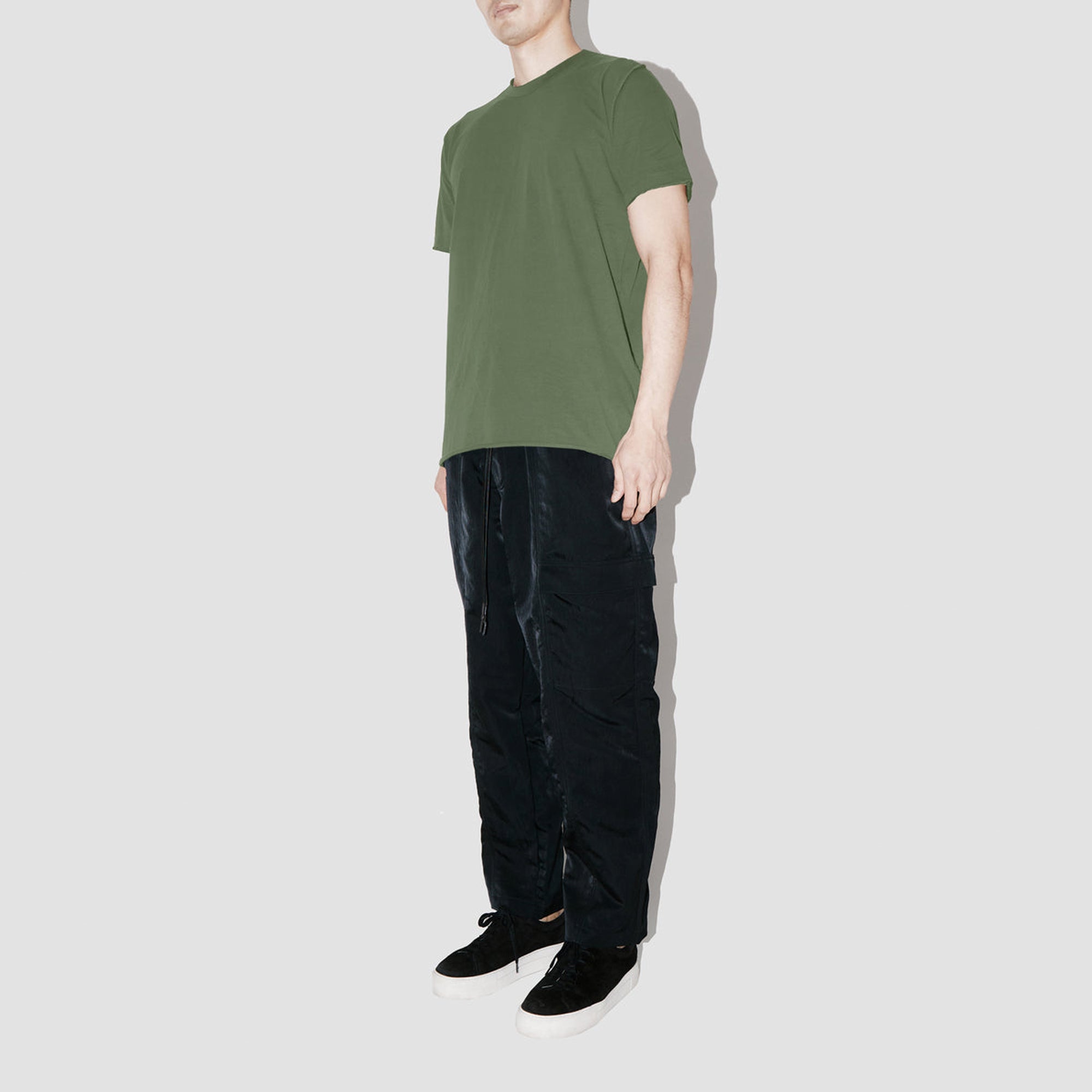 Combed Olive Raw Edges Oversized T-Shirt