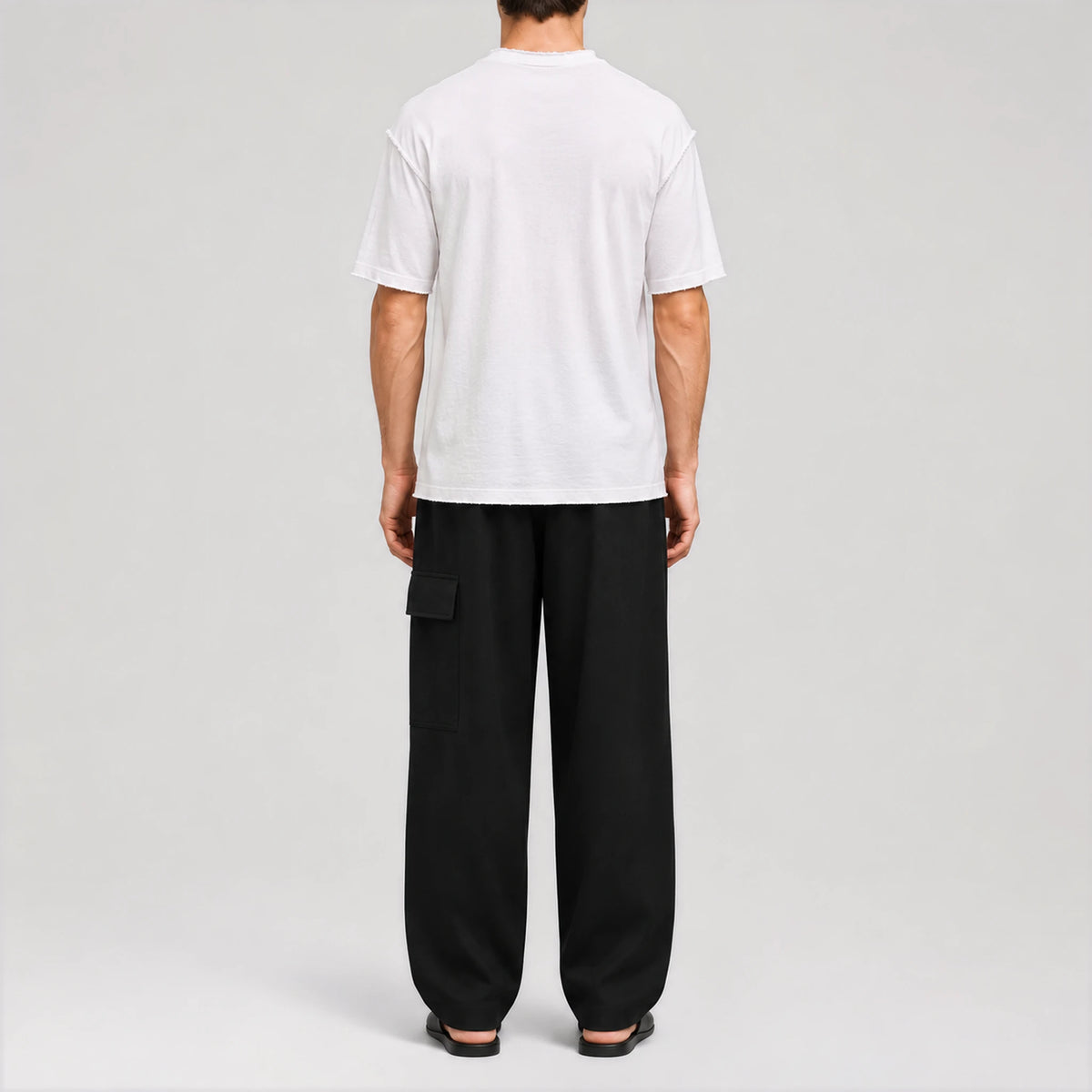 ShoreCotton White Raw Edges T-Shirt, back view