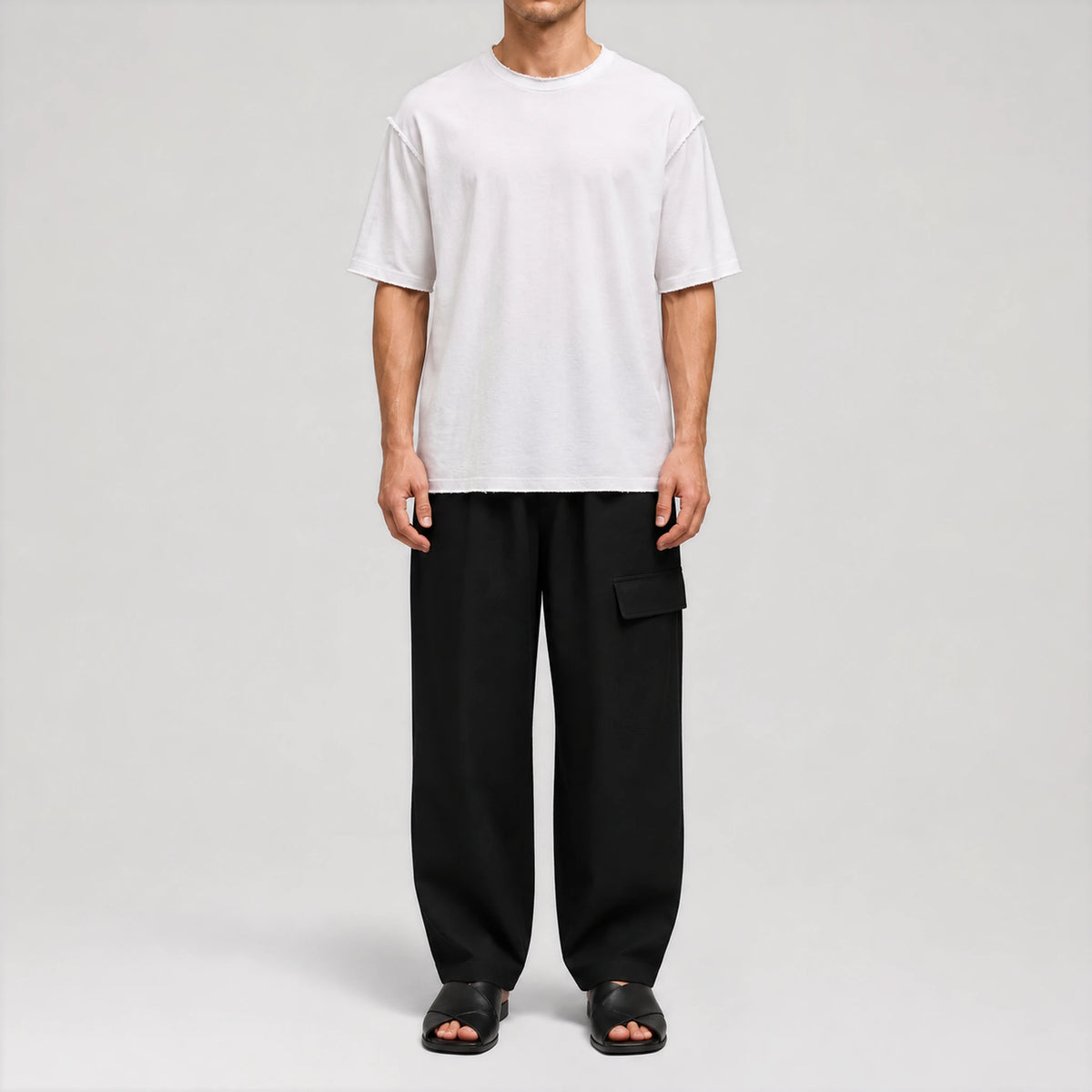 ShoreCotton White Raw Edges T-Shirt, front view