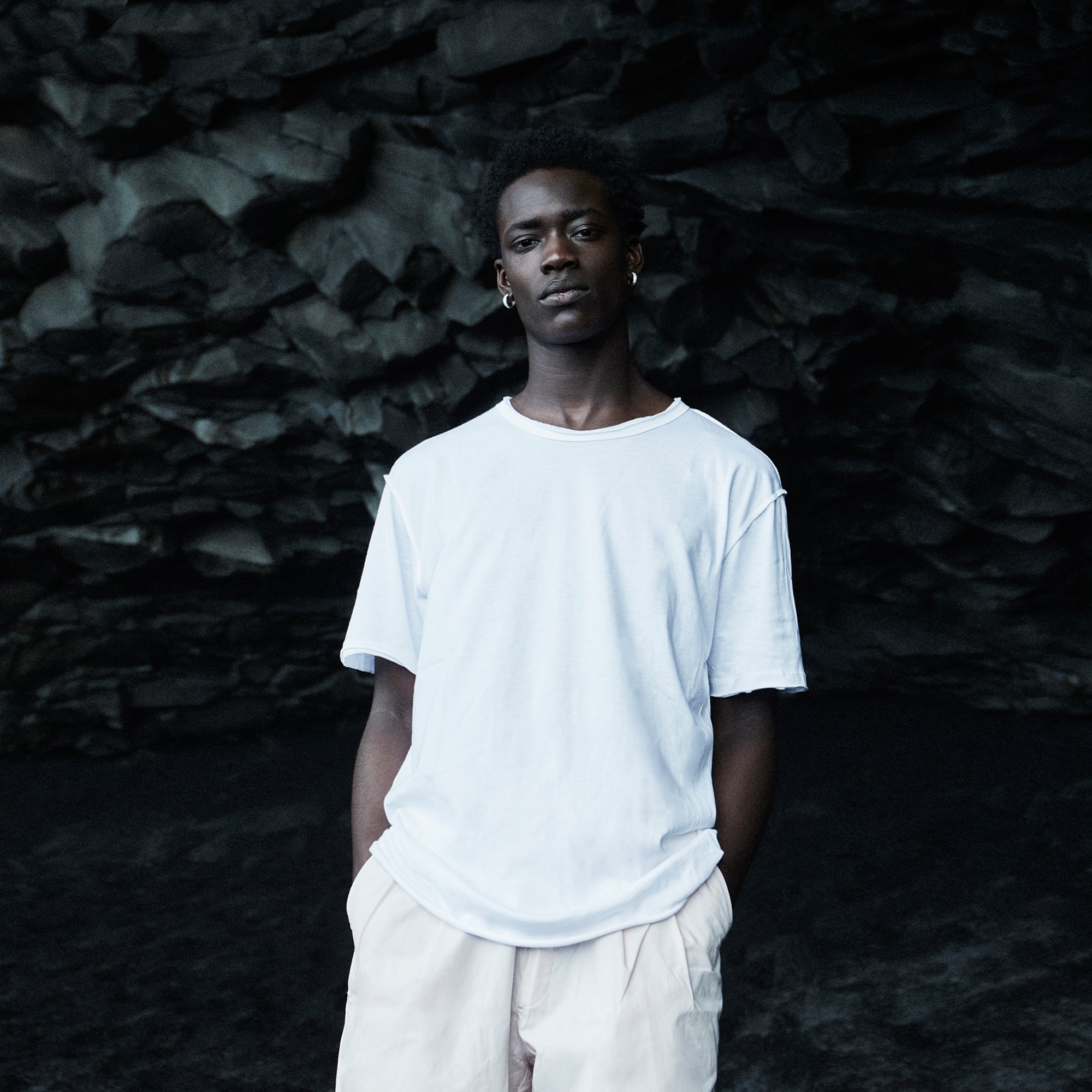 ElevaPima White Raw Edges Oversized T-Shirt