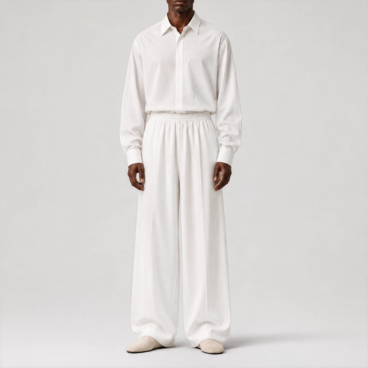 GizaLux White oversized pants, front