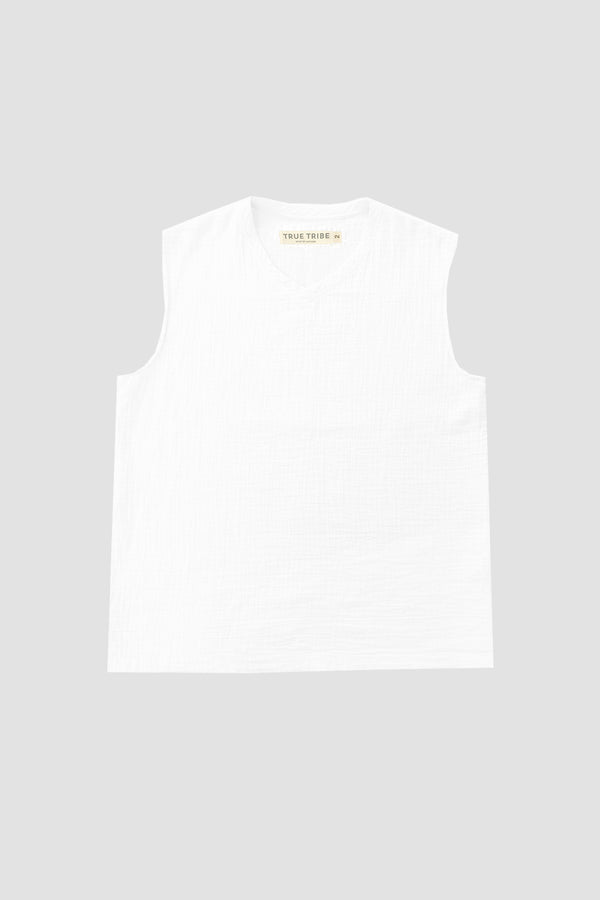 AngelWeave White Gauze Sleeveless T-Shirt